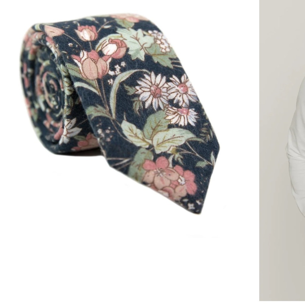 Floral Patterned Tie - Blue and Pink